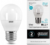 Лампа Gauss LED Elementary Шарик, 8W E27, 4100