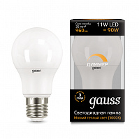 Лампа Gauss LED А60 диммер 11W E27, 3000