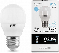 Лампа Gauss LED Elementary Шарик, 6W E27, 6500