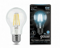 Лампа Gauss LED Filament А60, 6W E27, 4100