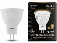 Лампа Gauss LED MR11, 3W, 220V, 2700