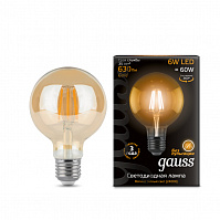 Лампа Gauss LED Filament G95 золото, 6W E27, 2400