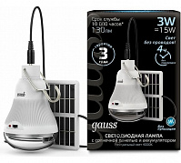 Лампа Gauss LED А60 3W 130lm, 4000k, солн. панель