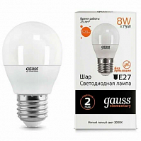 Лампа Gauss LED Elementary Шарик, 8W E27, 3000