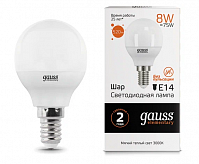 Лампа Gauss LED Elementary Шарик, 8W E14, 3000k