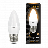 Лампа Gauss LED Свеча 6,5W, Е27, 3000