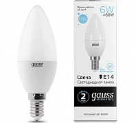 Лампа Gauss LED Elementary Свеча, 6W E14, 6500