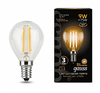 Лампа Gauss LED Filament шарик, 9W E14, 2700