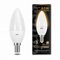 Лампа Gauss LED Свеча 6,5W, Е14, 3000