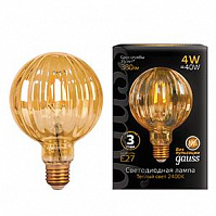 Лампа Gauss LED Filament D100 золото, 4W E27, 2400