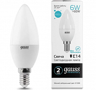 Лампа Gauss LED Elementary Свеча, 6W E14, 4100k