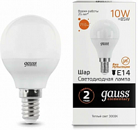 Лампа Gauss LED Elementary Шарик, 10W E14, 3000