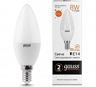 Лампа Gauss LED Elementary Свеча, 8W E14, 3000