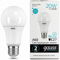 Лампа Gauss LED Elementary А60 20W E27, 4100