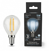 Лампа Gauss LED Filament шарик, 5W E14, 4100