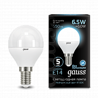 Лампа Gauss LED Globe 6,5W, Е14, 4100