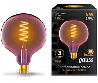 Лампа Gauss LED Filament G125 pink, 5W E27, 1800